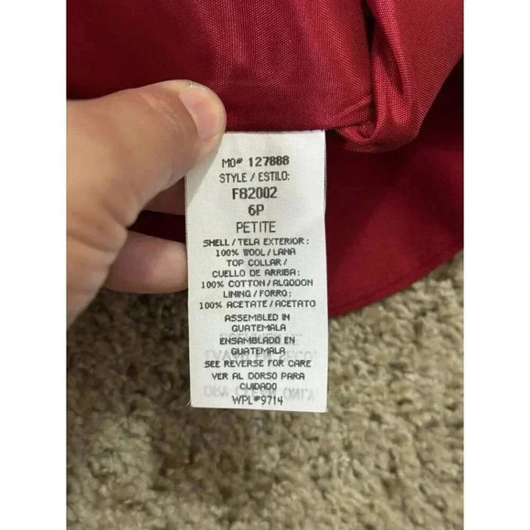 SAG HARBOR Vintage Red Wool Blazer Jacket Velvet Neck One Button Lined 6 Petite - Picture 6 of 9